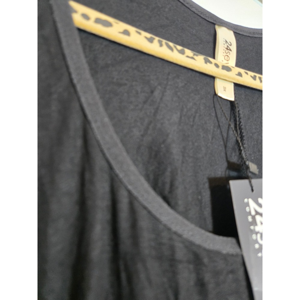 24seven Comfort Apparel Womens 3X Black Tunic Dress 3/4 Sleeve Scoop Neck New - Picture 6 of 14
